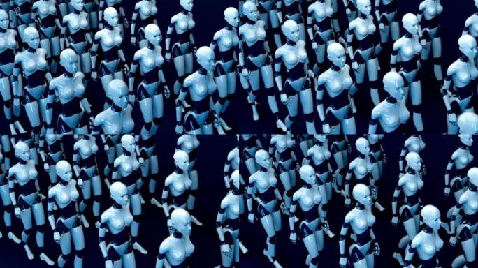 4k女性机器人概念动画