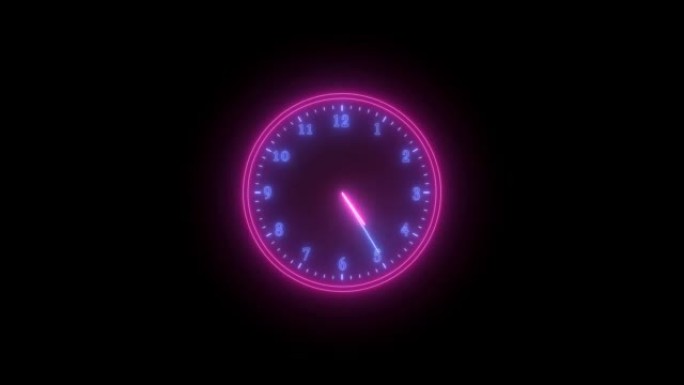 霓虹灯模拟时钟孤立动画
