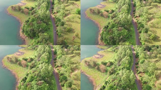 哥斯达黎加阿雷纳尔湖沿线的无人驾驶飞机视图