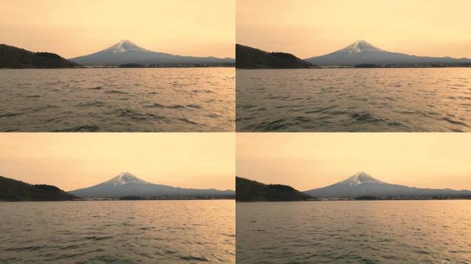 河口湖富士山鸟瞰图