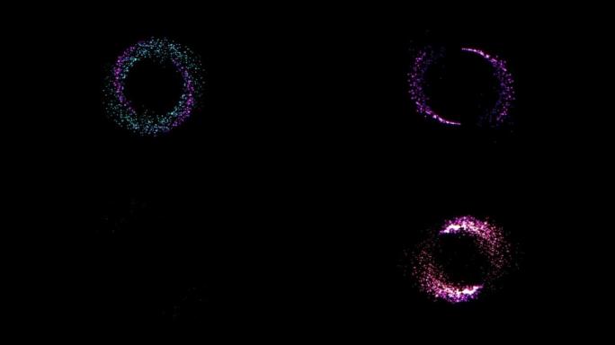 4k抽象发光粉色粒子运动圈流动漩涡效果运动背景为你的事件，VJ，音乐会，标题，预览，演示。