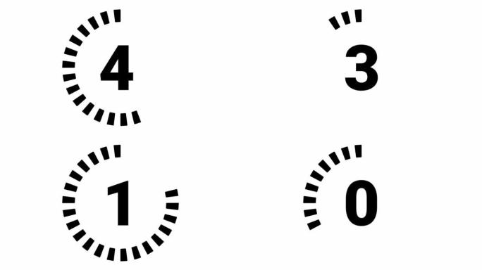 在白色背景上显示5秒倒数计时器的简单动画