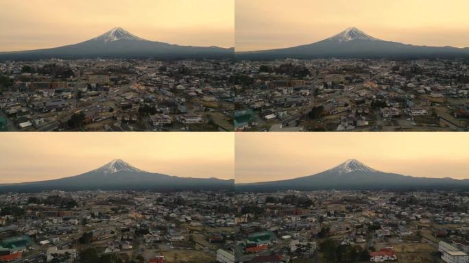 富士山城市景观的空中倒退