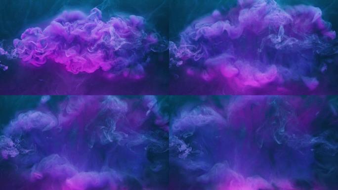 水下彩色爆炸墨滴紫色雾