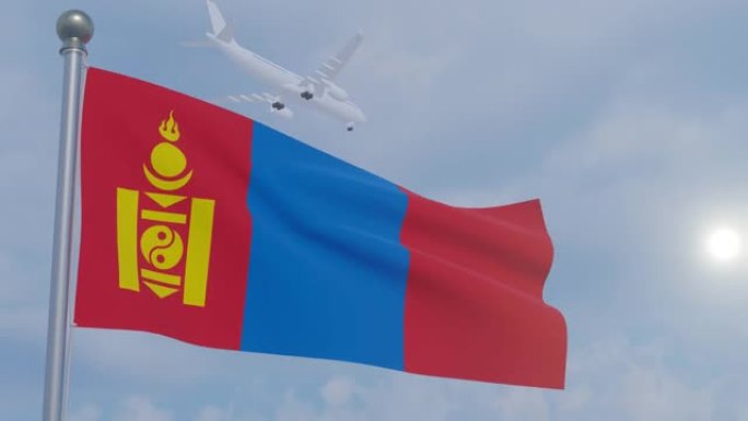 动画无缝循环国旗与飞机-蒙古