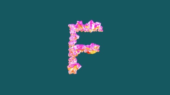 橙色和粉色豪华宝石字体-字母F，孤立循环视频
