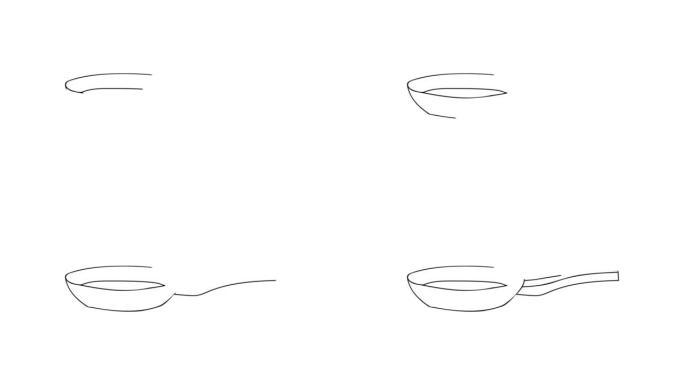 pan icon的涂鸦动画。涂鸦锅插图的绘图视频。白色背景上的煎锅涂鸦视频