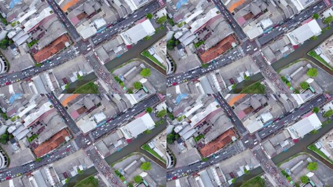鸟瞰图延时拍摄美丽的俯视图普吉岛城市交通枢纽视图。交通和旅行背景概念