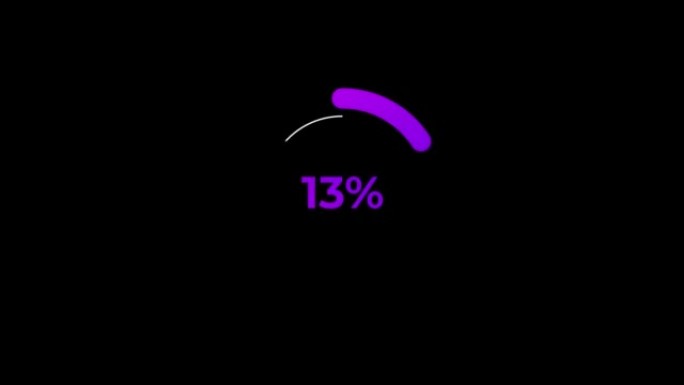 紫色科学效果中的圆圈百分比加载动画0-30%。