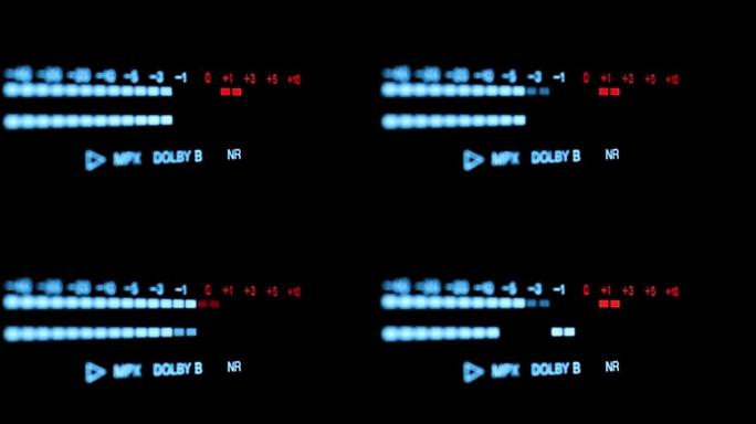 音量显示刻度数字。荧光峰值水平仪。音频电平指示器。音乐峰值水平仪