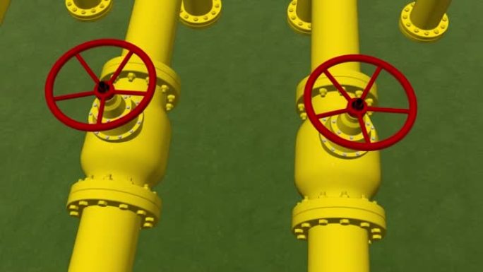 天然气管道是黄色的，有额外的设备