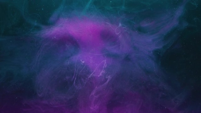 彩色流体混合烟雾云运动紫色蓝色墨水