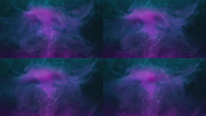 彩色流体混合烟雾云运动紫色蓝色墨水