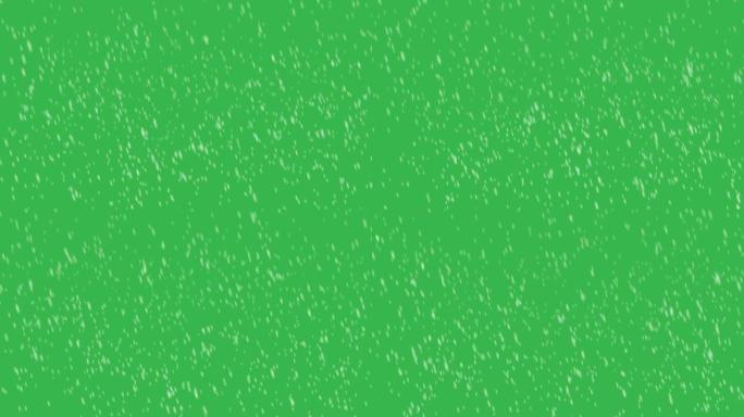 雪花落在绿色屏幕上