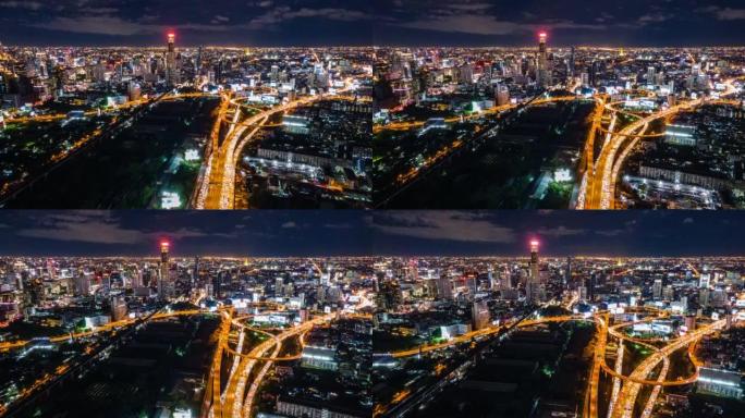 黄昏时分，曼谷商业区市中心的超流或超流场景