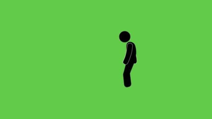 走路时正确和不正确的姿势。在绿色背景上。医疗说明。4k视频插图。