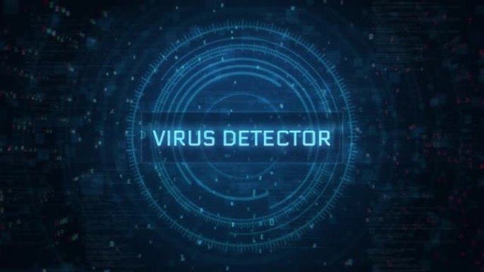 病毒探测器扫描仪概念超过计算机和技术平视显示器故障背景效果。病毒检测扫描计算机技术概念。