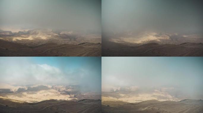 佩特拉·乔丹上空雾蒙蒙的云时间流逝