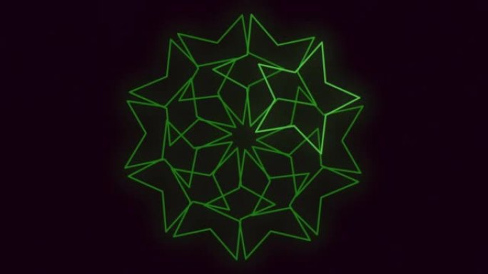 黑暗空间中的绿色霓虹灯星星图案