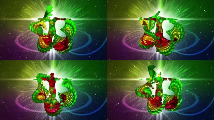 男人伸展手的剪影，增加了DNA细胞变化动画效果