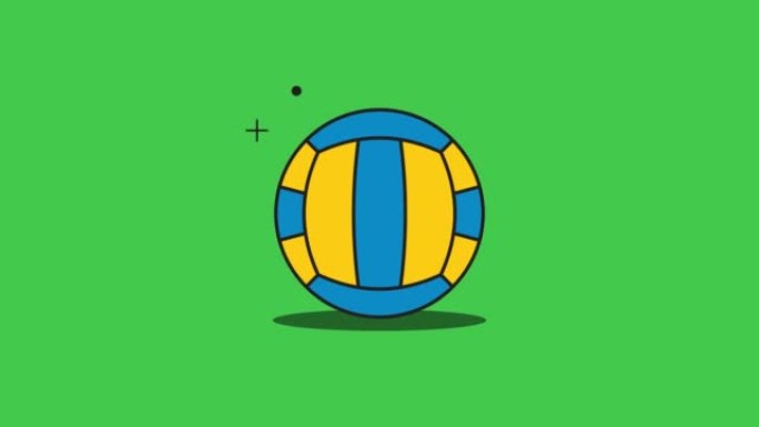 平面设计风格的滚动排球简单动画。无缝循环运动球运动图形