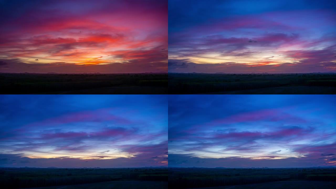View of Colorful dramatic sky sunset or sunrise wi
