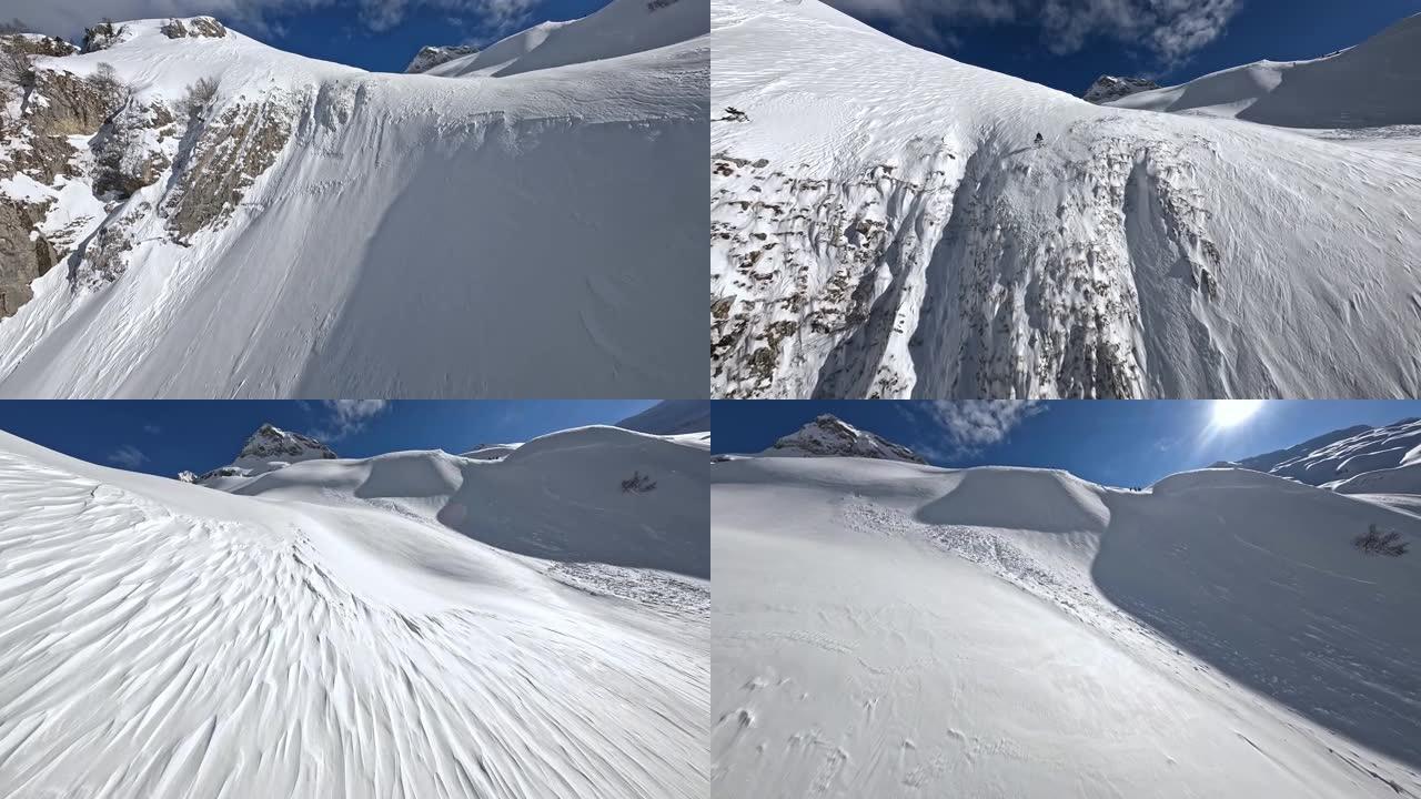 冬季山崖独山枞树登顶雪境谷冰冻风光