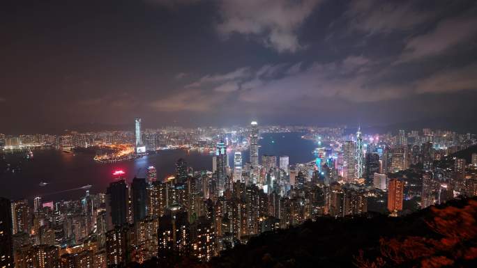 4K延时-香港维多利亚港城市夜景延时