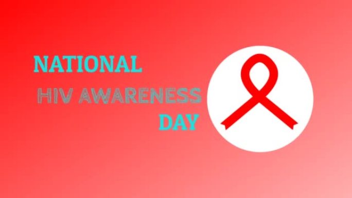 艾滋病毒宣传日动画孤立在红色背景上，带有艾滋病毒图标。医疗保健动画。