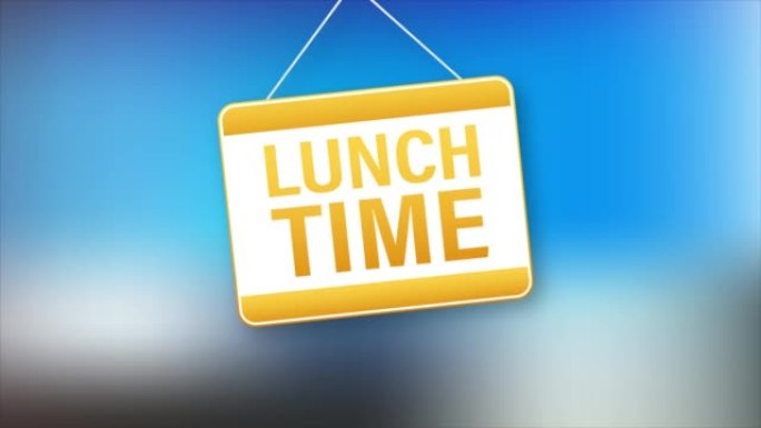 白色背景上带有午餐时间门标志的平面图标，用于封面设计。烹饪背景。运动图形图标。运动图形标志4k