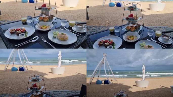 泰国海滩上的早餐