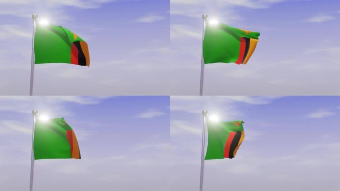 有天有风的动画国旗-赞比亚
