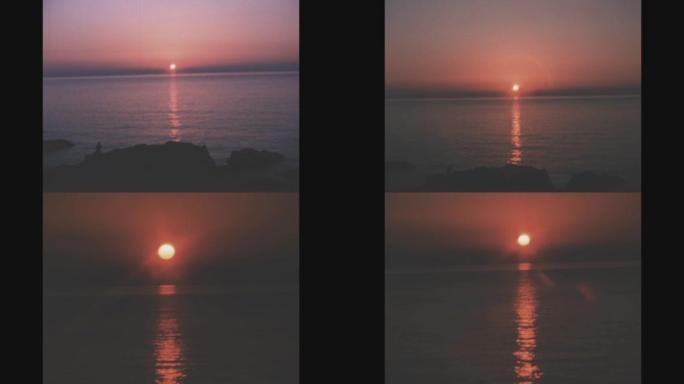 法国1975，海上地平线上的日落