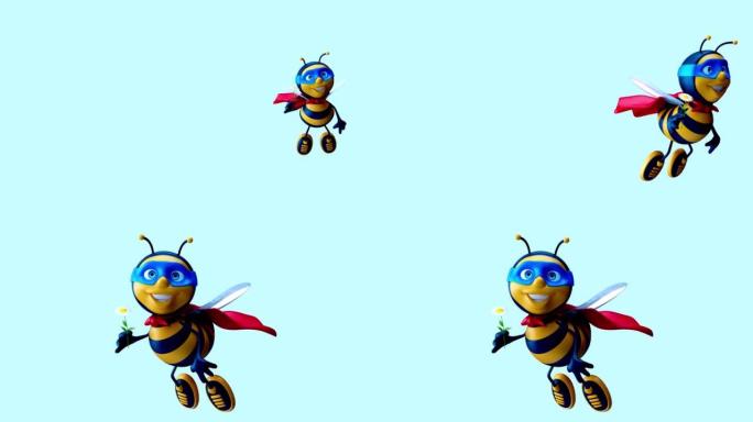 包含alpha频道的有趣超级蜜蜂的4k卡通动画