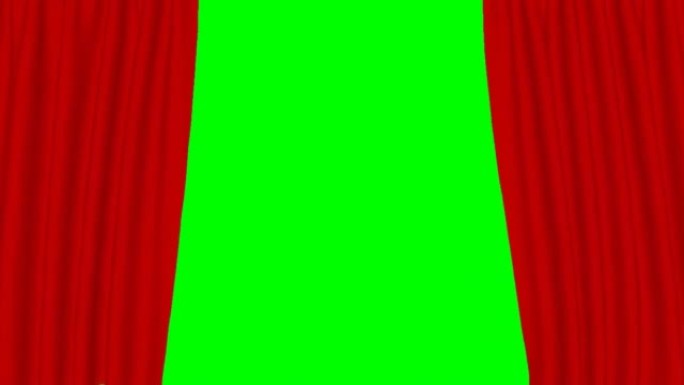 绿色屏幕上的红色窗帘打开