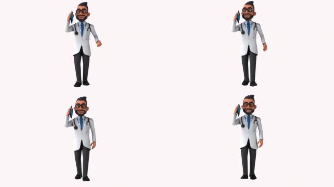 一个有趣的印度医生的有趣的3D卡通动画，包括阿尔法