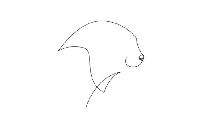 单连续线动画自画可爱的小猫猫头图标。一行动画插图。