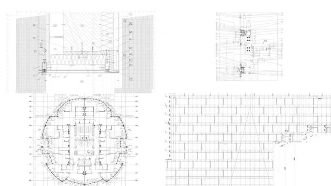 建筑图纸的动画。建筑平面图，铅笔画。计划-设计商务中心的方案。