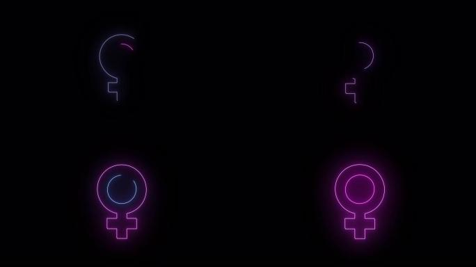 国际妇女节霓虹动画。