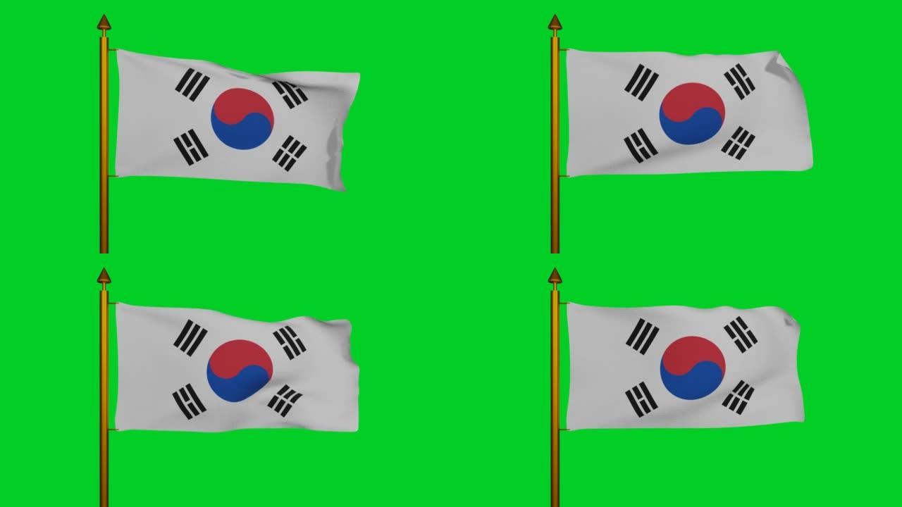 3D渲染的太极旗，高宗纺织的大韩民国国旗，光复节的盾徽，太极旗大韩帝国
