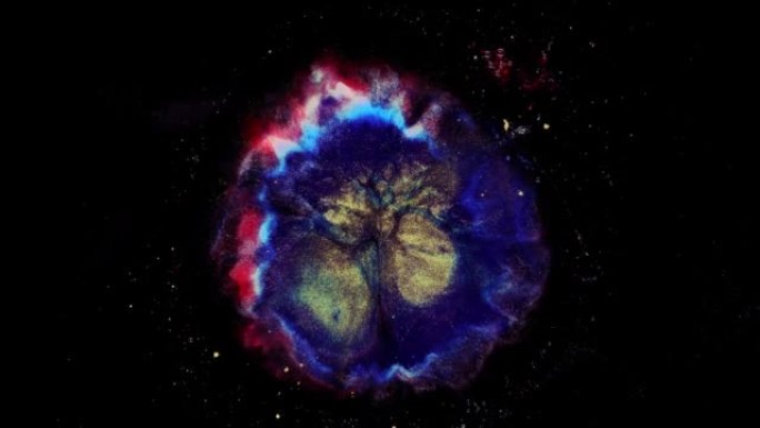 彩色抽象纹理的液体大理石，液体艺术。抽象蓝色红色黑色漩涡背景视频设计。