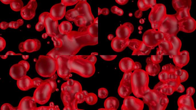 红色血液或液体分子的奇妙飞溅的呈现。