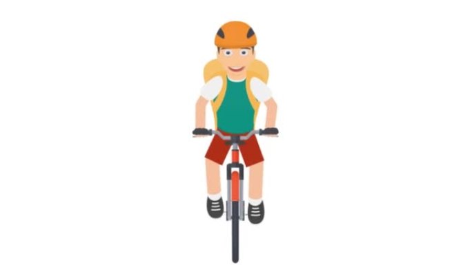 男人骑自行车。骑自行车的送货员的动画。卡通