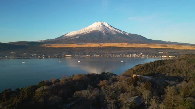 山中湖和富士山的空中手推车