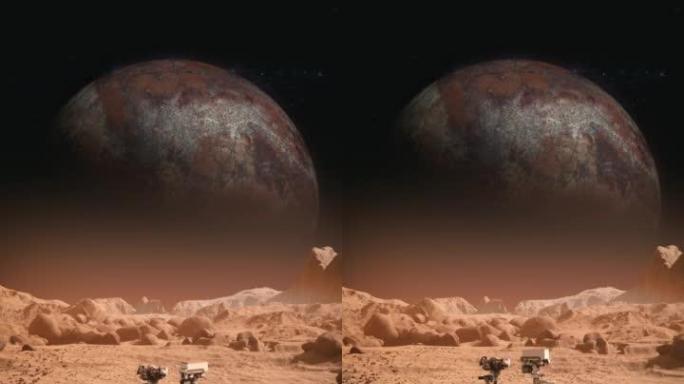 NASA火星发现漫游者穿越火星表面前往太空星球。火星表面的红色污垢。先进技术、太空探索/旅行、殖民概