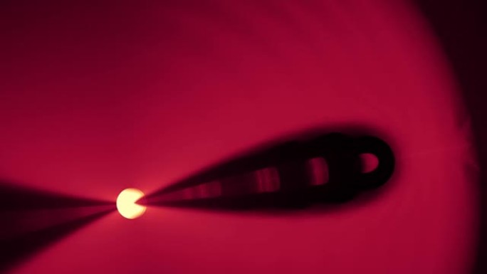 红色发光霓虹灯线抽象技术未来运动背景。