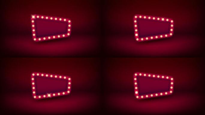 红色照明电影风格框架，带发光灯。3d 60 fps镜头