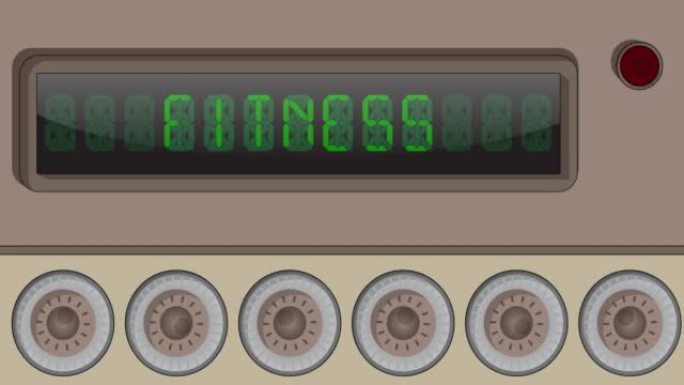 数字发光二极管面板上的健身文本。