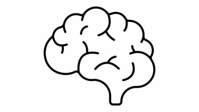 人脑图标动画。运动4k视频为科学和心理学。