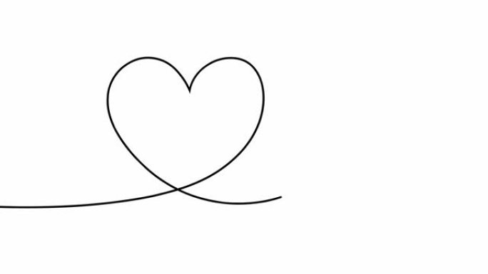 白色背景上两颗心的连续单线绘制动画